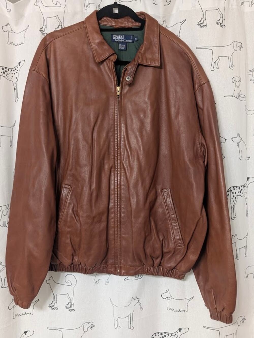 Polo by Ralph Lauren Vintage 90's Bomber Jacket Mens XL Genuine Leather Brown